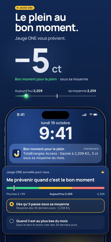 Jauge : le plein au bon moment, avec une alerte quand le prix baisse